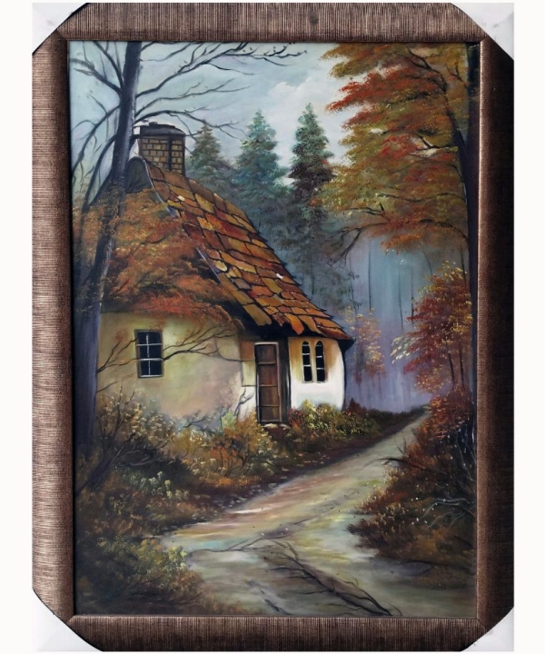 Hand Painted Oil Painting 29 "/42" with half round PVC frame