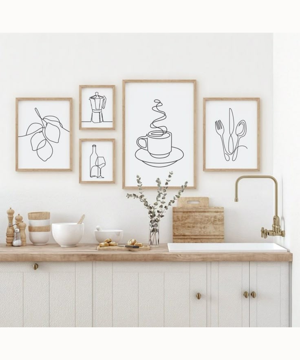 Kitchen Wall Art 15, set of 5 (2 A4, 2 A3, 1 A2)