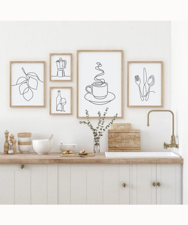 Kitchen Wall Art 15, set of 5 (2 A4, 2 A3, 1 A2)