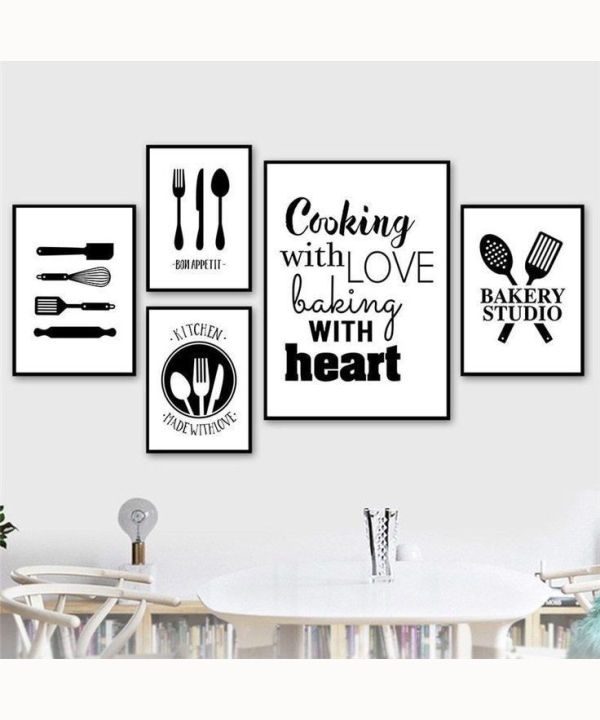 Kitchen Wall Art 19, set of 5 (2 A4, 2 A3, 1 A2)