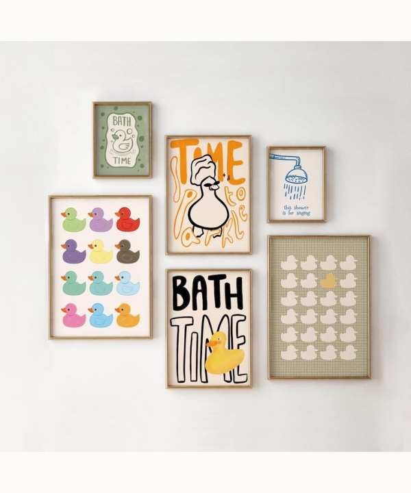 Bathroom Wall Art 10, Set of 6 (2 A5, 2 A4, 2 A3)